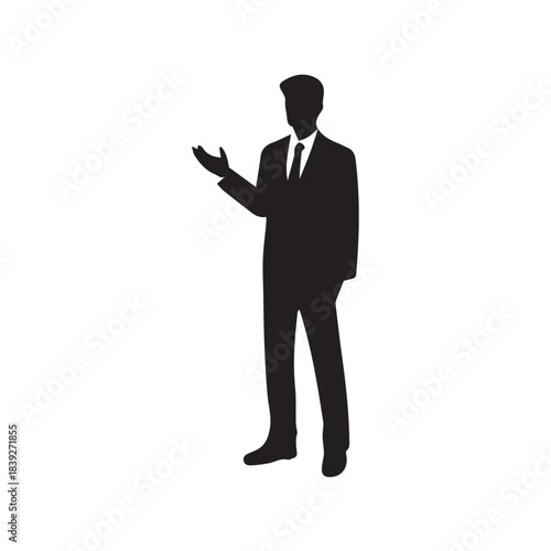 silhouette of a businessman pointing at something