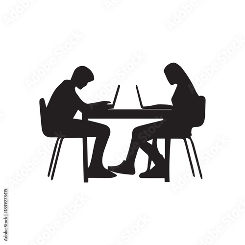 silhouette of a woman and a man sitting on a chair