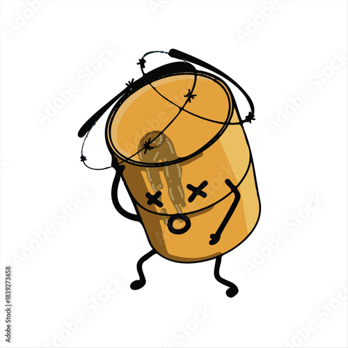 Illustration of a leaking oil barrel symbolizing environmental pollution