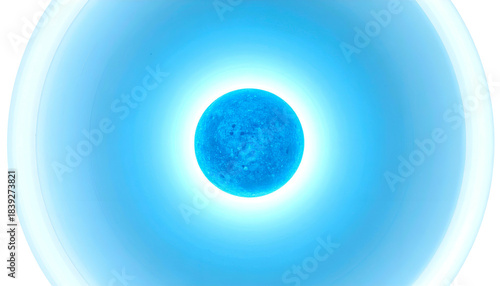 Wallpaper Mural A vibrant, celestial body glows with concentric blue light against a clean backdrop Torontodigital.ca