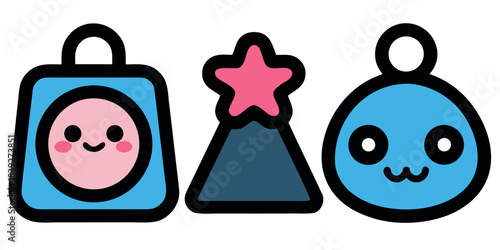Weight heavy kg icon set. Kilogram Weight symbol line and bold style.