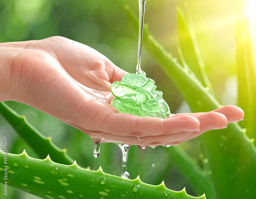 Naklejka premium Żel aloesowy na dłoni
