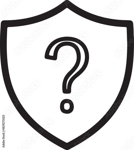 Shield with Question Mark Icon – Minimalist Vector Symbol for Security Alert, Cyber Risk, or Unknown Protection Concept