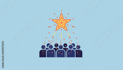 A lone firework bursts in the shape of a star the crowd with tiny glowing embers that float gently downwards.