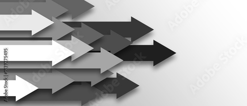 Arrow, stock market or papercut background design for business, economy and global inflation