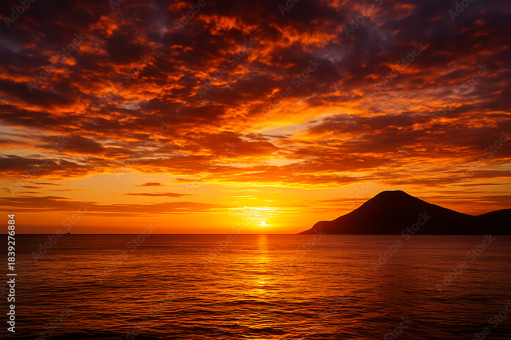 Fototapeta premium a breathtaking seascape during a dramatic sunset