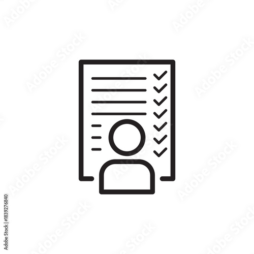 New hire checklist icon symbolizing itemized tasks, procedural completion, and employee readiness verification, representing HR administration, onboarding, recruitment, staff setup, and organization.