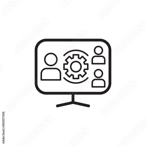 HR system icon symbolizing centralized employee data management, automated workflow, and personnel processes, representing Human Resources Information System, talent management, and digital HR admin.