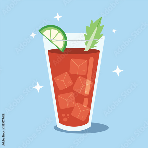 Refreshing Bloody Mary Cocktail with Lime and Celery Garnish