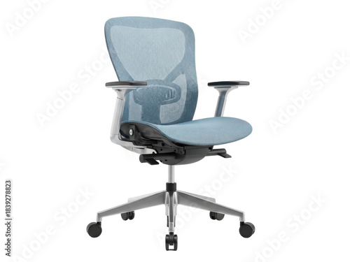 Isolated office chair on display for sale in a store. Ergonomic mesh executive swivel seat