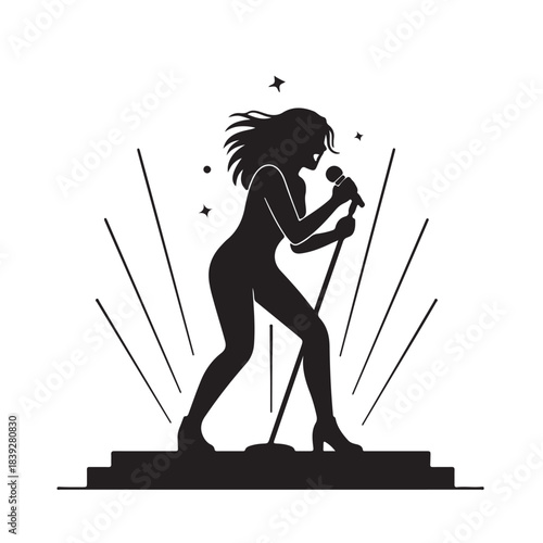Singer with Microphone Silhouette