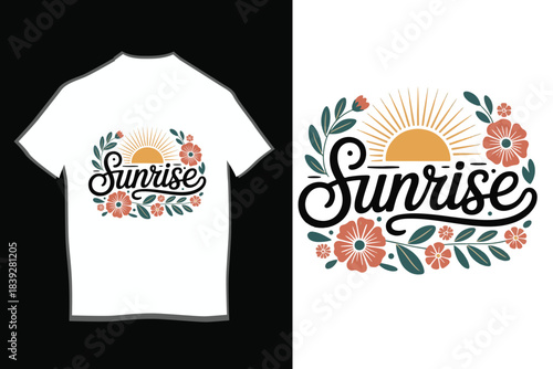 Sunrise Script Typography with Boho Floral Wreath