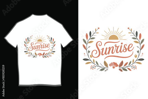 Sunrise Script Typography with Boho Floral Wreath