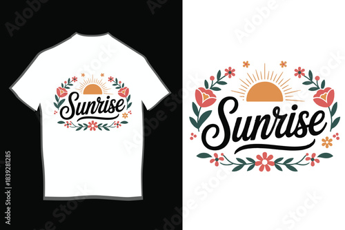 Sunrise Script Typography with Boho Floral Wreath