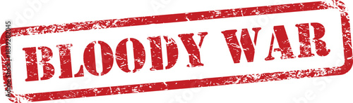 Red rubber stamp with bloody war text