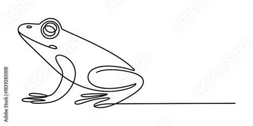 Continuous line drawing of a frog