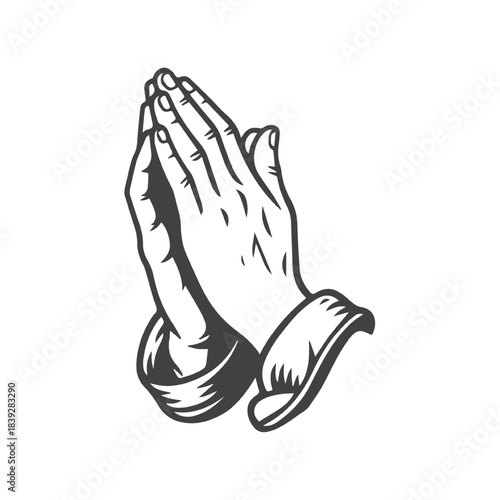 Praying Hands Line Art Illustration