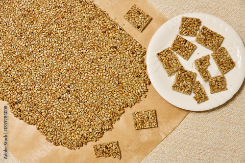 The process of preparing the Georgian national dish - kozinaki