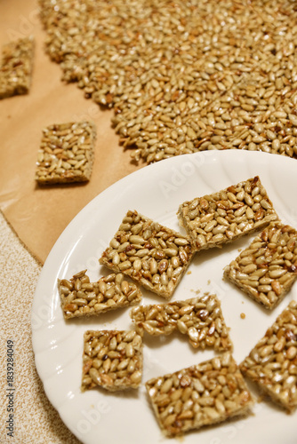 The process of preparing the Georgian national dish - kozinaki