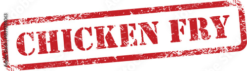 Red chicken fry stamp on white background