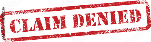 Red stamp with claim denied text on white background