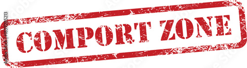 Red rubber stamp with comfort zone text