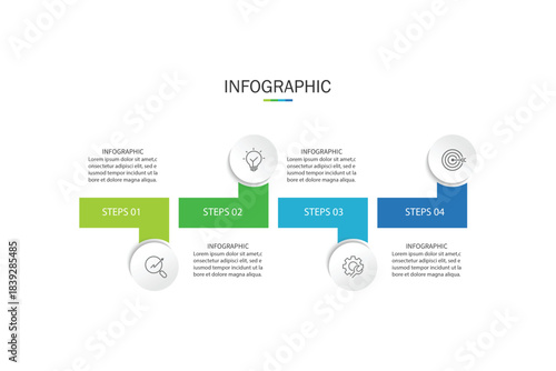 Timeline infographic design with circle for business template. Vector 4 steps.