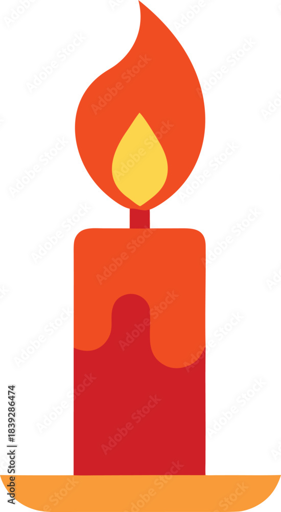 Obraz premium Candle Flame Wax Fire Minimalist Vector Icon