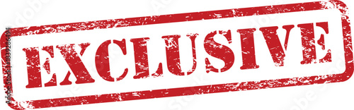 Red exclusive stamp on white background