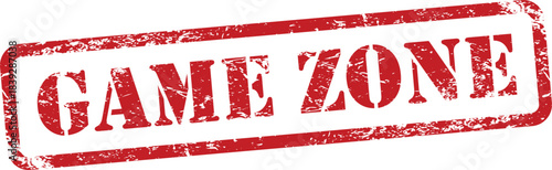 Red game zone text stamp