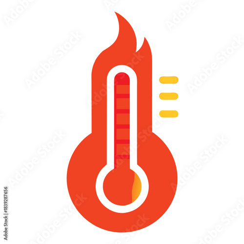 Heat thermometer flame vector icon