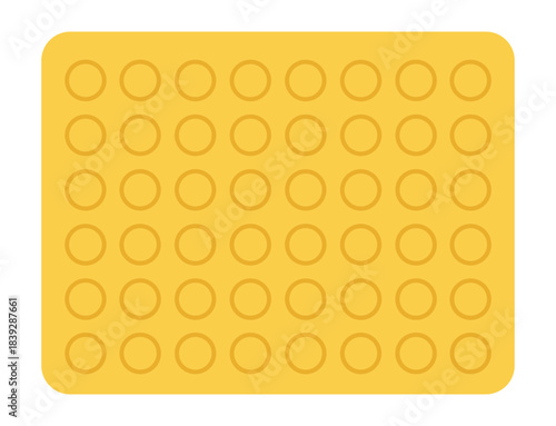 Rectangular plain soda cracker with rows of holes in an orange yellow color. Isolated transparent background ( include cut-out PNG file )