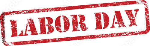 Labor Day Red Grunge Rubber Stamp