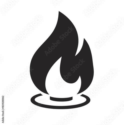 Simple black silhouette icon of a burning flame with a small base, representing fire or heat.