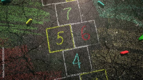 joyful street chalk artwork reflecting youthful exuberance and artistic expression