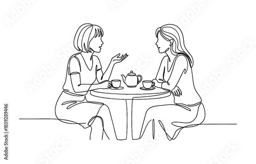 Job interview - vector modern simple one line design composition with recruiter and candidate isolated on transparent background