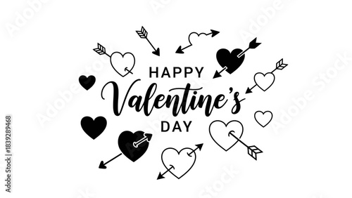 Red and black ink splash heart vector illustration for a seamless Valentine's Day romance design