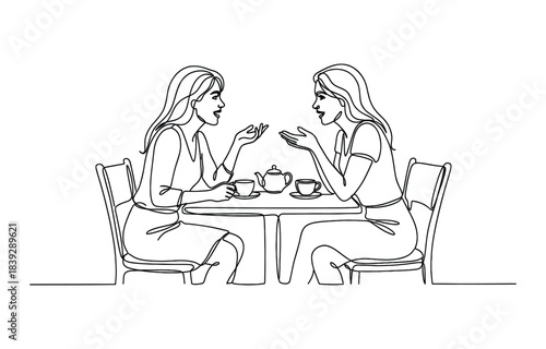 Job interview - vector modern simple one line design composition with recruiter and candidate isolated on transparent background