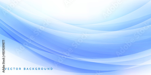 Abstract light blue and white gradient wave background with curve lines. Modern smooth soft blue wavy design. Suit for cover, poster, banner, brochure, presentation, website, flyer, header