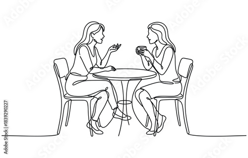 Job interview - vector modern simple one line design composition with recruiter and candidate isolated on transparent background