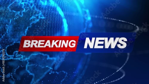 Breaking news concept with world map and global connection lines, digital globe background with abstract lights and motion