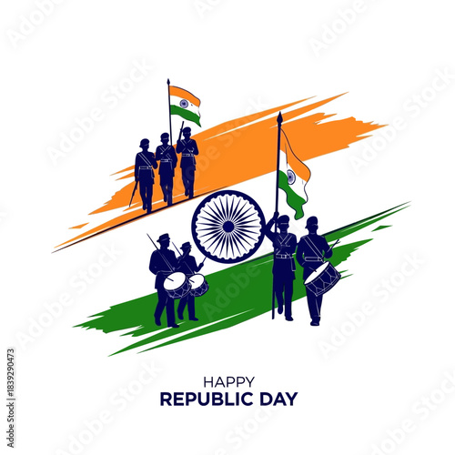 Indian soldiers celebrating Republic Day with a parade and flags.