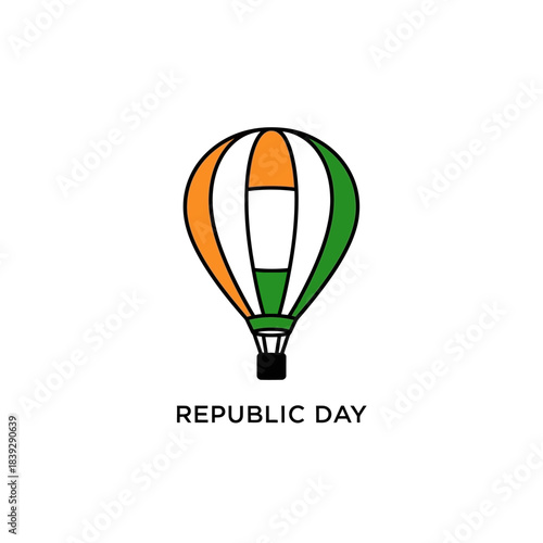 Hot air balloon in Indian flag colors for Republic Day celebration.
