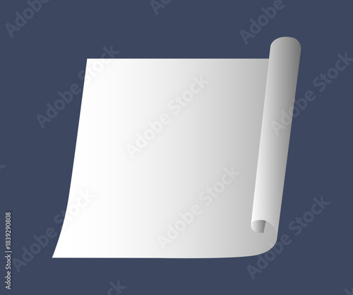 Hoja blanca con esquina doblada sobre fondo azul