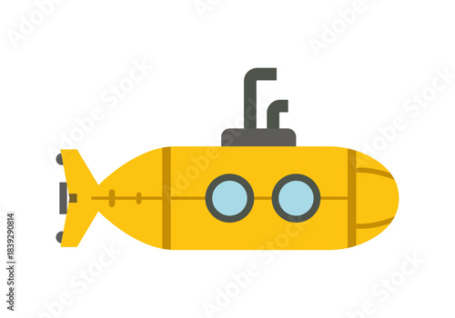 Submarino amarillo en fondo blanco