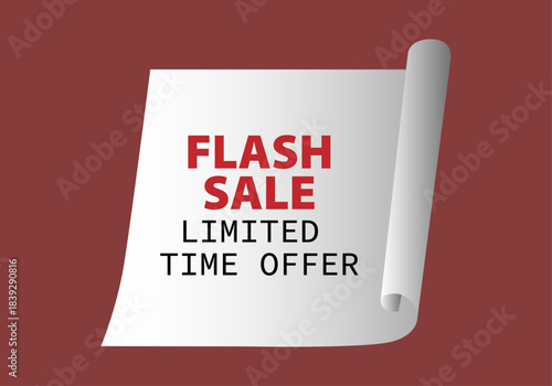 Anuncio de oferta relámpago sobre papel doblado