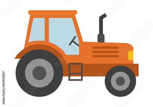 Tractor naranja estilo dibujo animado