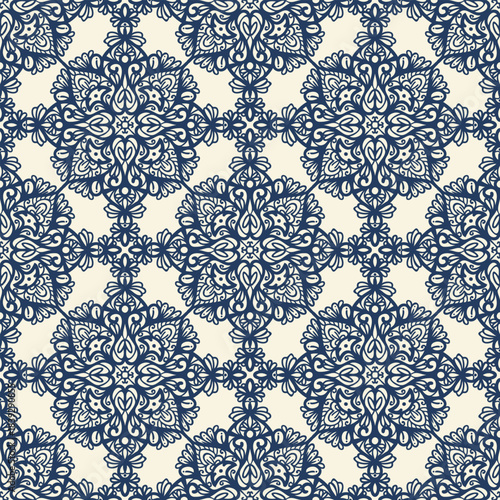 vintage seamless pattern inspired by art nouveau floral motifs, featuring elegant botanical with ornate lines and symmetry, perfect for textile, wallpaper, packaging, fabric, and stationery design
