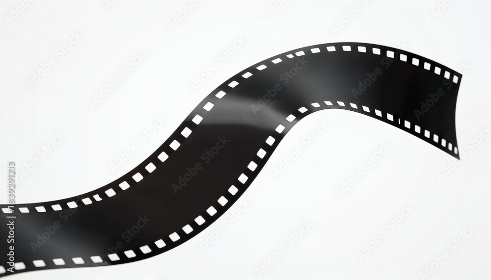 Fototapeta premium Waving 35mm movie film strip isolated on white background for cinema and photography concept