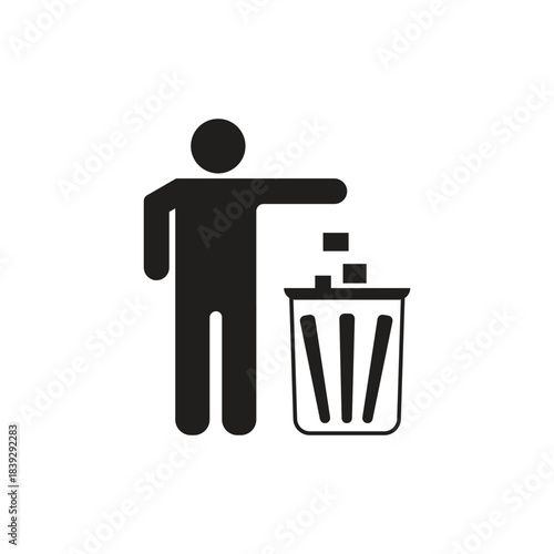 illustration of people throwing trash in its place. for logos or symbols and icons